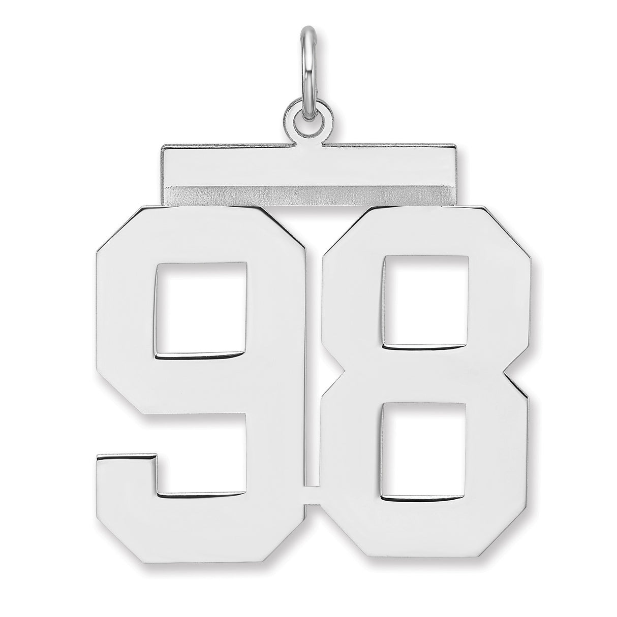 Polished Number 98 Charm Pendant in Real 925 Sterling Silver