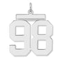 Polished Number 98 Charm Pendant in Real 925 Sterling Silver