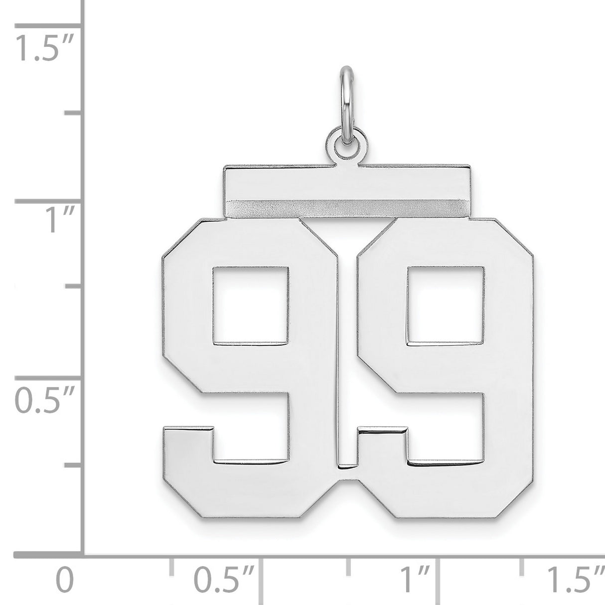 Sterling Silver Number 99 Pendant, Bold Block Numerals Sports Charm, Unisex Athletic Jewelry