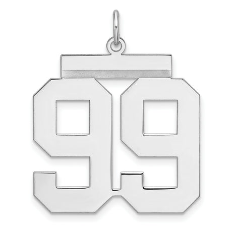 Sterling Silver Number 99 Pendant, Bold Block Numerals Sports Charm, Unisex Athletic Jewelry