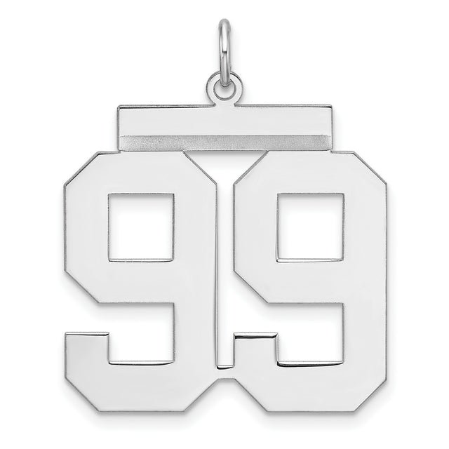 Sterling Silver Number 99 Pendant, Bold Block Numerals Sports Charm, Unisex Athletic Jewelry