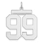 Sterling Silver Number 99 Pendant, Bold Block Numerals Sports Charm, Unisex Athletic Jewelry