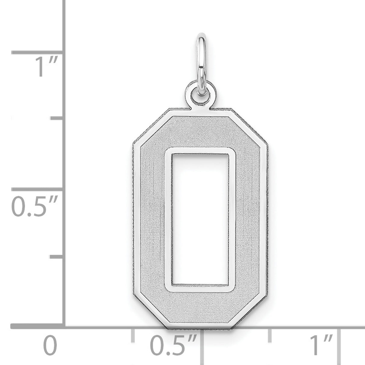 Sterling Silver Octagonal Pendant Charm with Initial O, Beveled Letter Design