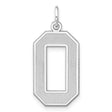 Sterling Silver Octagonal Pendant Charm with Initial O, Beveled Letter Design