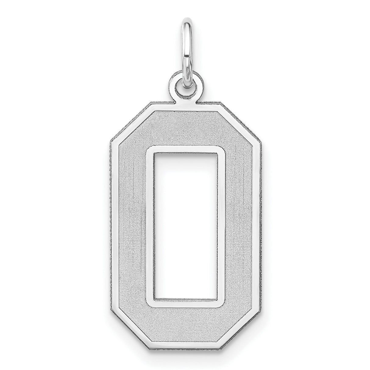 Sterling Silver Octagonal Pendant Charm with Initial O, Beveled Letter Design