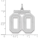Satin Number 00 Charm Pendant in Real 925 Sterling Silver
