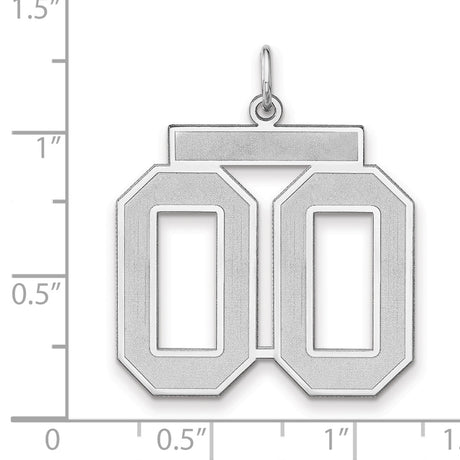 Satin Number 00 Charm Pendant in Real 925 Sterling Silver