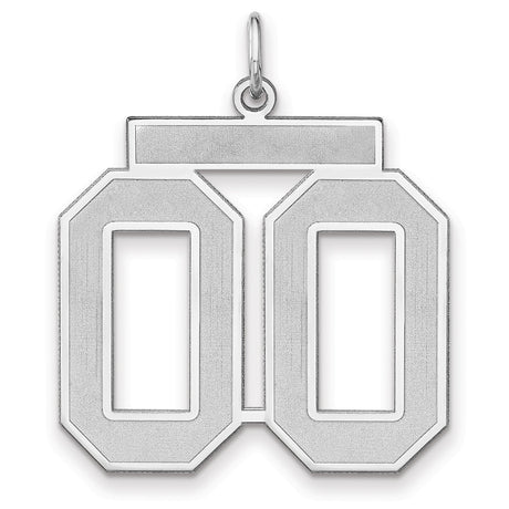 Satin Number 00 Charm Pendant in Real 925 Sterling Silver