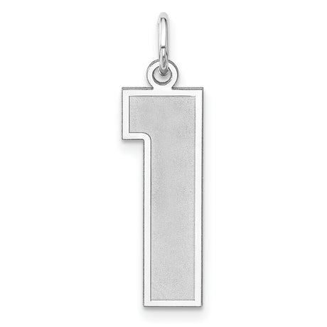 Sterling Silver Pendant Charm, Number One Design, Matte Finish, Unisex Sports and Leadership Theme