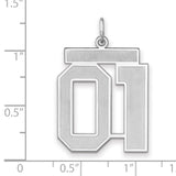 Satin Number 01 Charm Pendant in Real 925 Sterling Silver