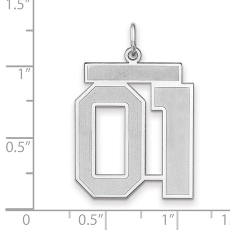 Satin Number 01 Charm Pendant in Real 925 Sterling Silver