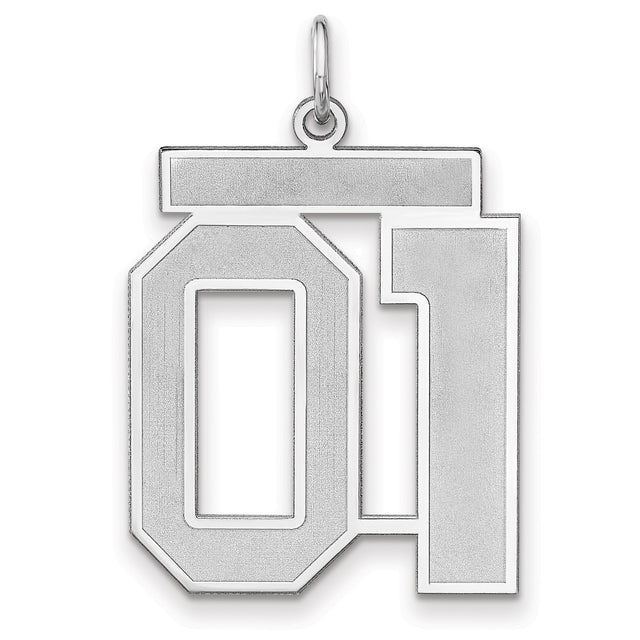 Satin Number 01 Charm Pendant in Real 925 Sterling Silver