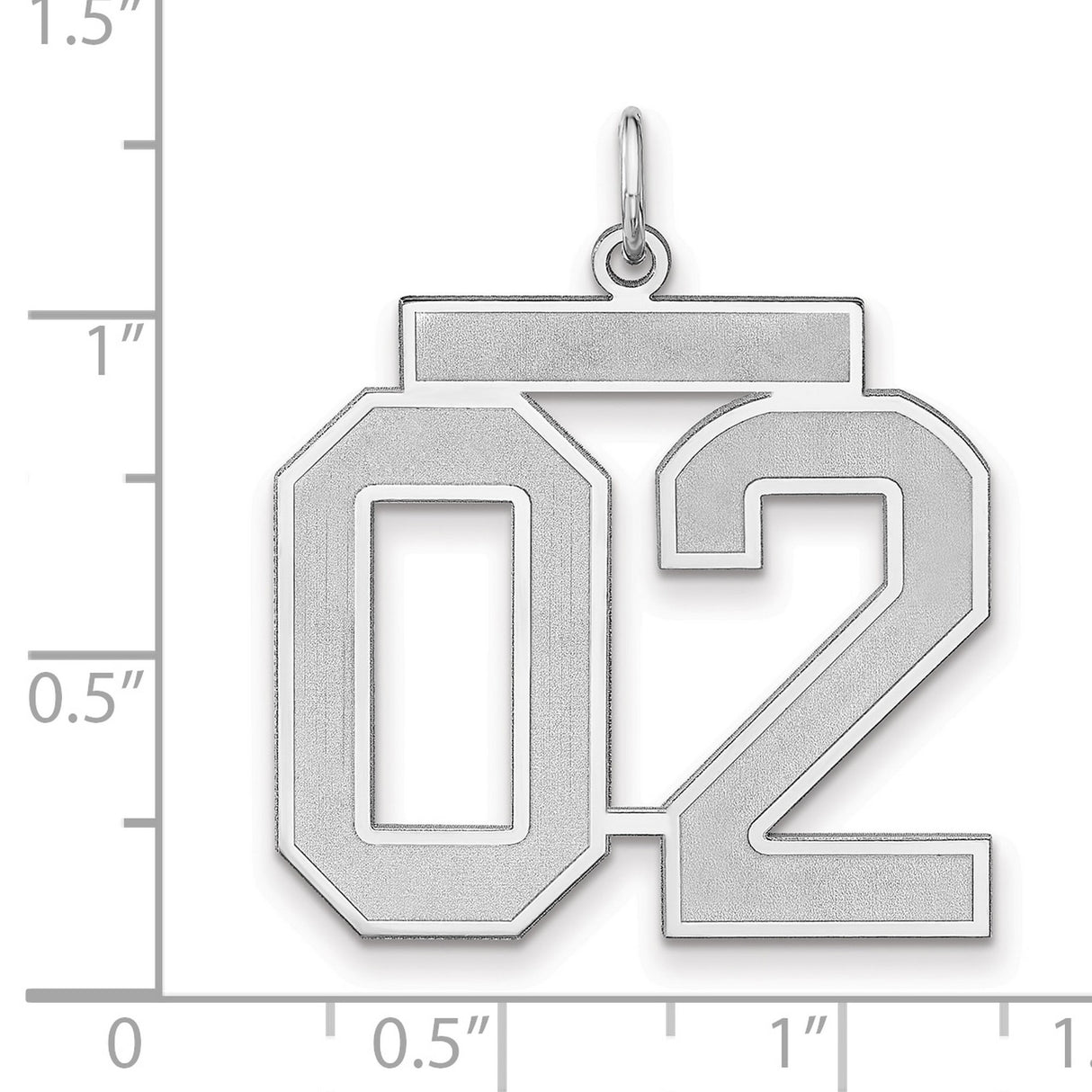 Satin Number 02 Charm Pendant in Real 925 Sterling Silver