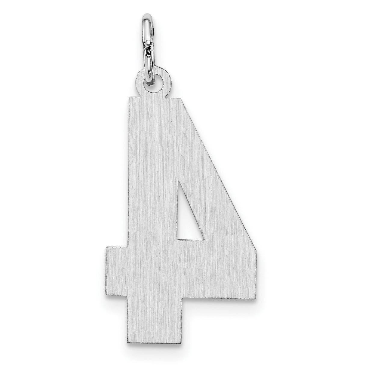 Sterling Silver Number 4 Pendant, Bold Block Style Numeral Charm for Men and Women