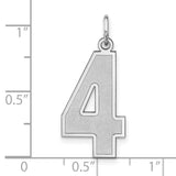 Sterling Silver Number 4 Pendant, Bold Block Style Numeral Charm for Men and Women