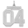 Satin Number 04 Charm Pendant in Real 925 Sterling Silver