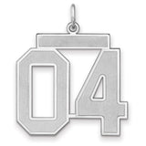 Satin Number 04 Charm Pendant in Real 925 Sterling Silver