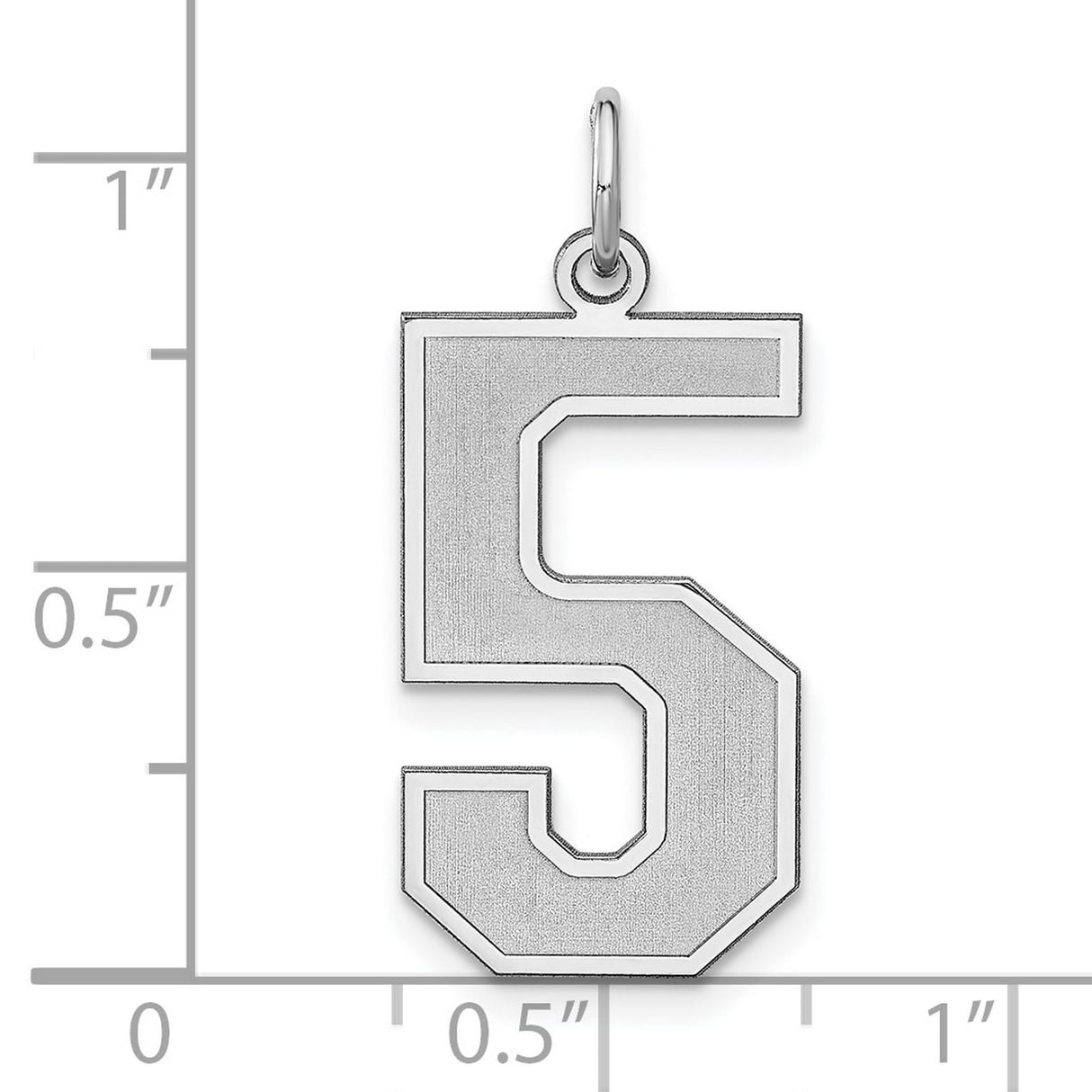 Sterling Silver Number 5 Pendant, Bold Varsity Font Charm, Unisex Jewelry
