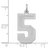 Sterling Silver Number 5 Pendant, Bold Varsity Font Charm, Unisex Jewelry