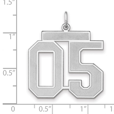 Satin Number 05 Charm Pendant in Real 925 Sterling Silver