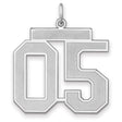 Satin Number 05 Charm Pendant in Real 925 Sterling Silver