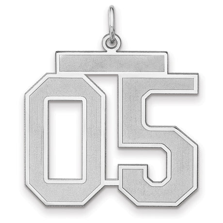 Satin Number 05 Charm Pendant in Real 925 Sterling Silver