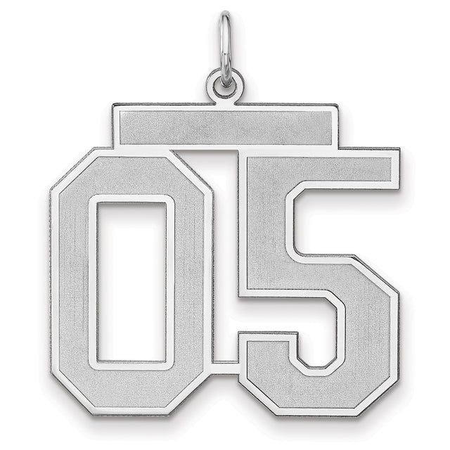 Satin Number 05 Charm Pendant in Real 925 Sterling Silver