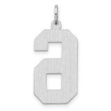 Sterling Silver Number 6 Pendant, Bold Varsity Style Charm for Men and Women