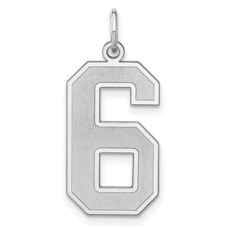 Sterling Silver Number 6 Pendant, Bold Varsity Style Charm for Men and Women