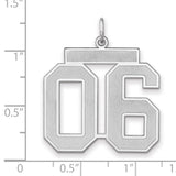 Satin Number 06 Charm Pendant in Real 925 Sterling Silver