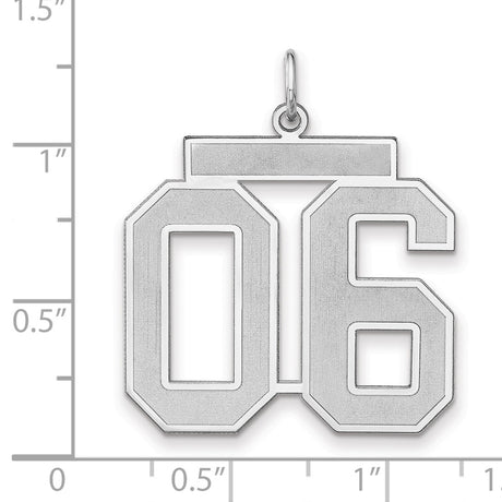 Satin Number 06 Charm Pendant in Real 925 Sterling Silver