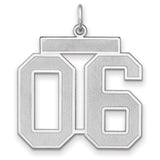 Satin Number 06 Charm Pendant in Real 925 Sterling Silver