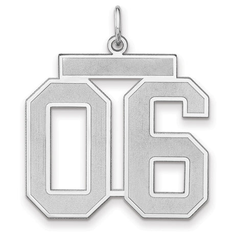 Satin Number 06 Charm Pendant in Real 925 Sterling Silver