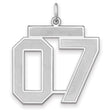 Satin Number 07 Charm Pendant in Real 925 Sterling Silver