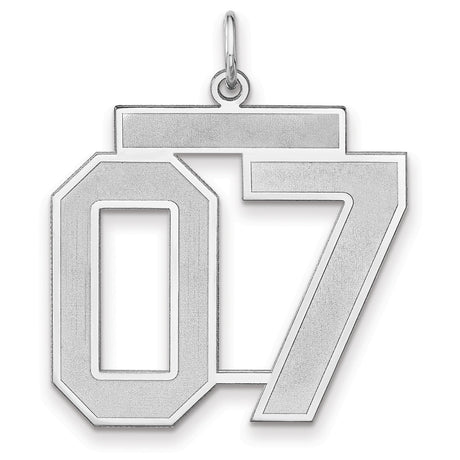 Satin Number 07 Charm Pendant in Real 925 Sterling Silver