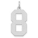 Sterling Silver Number 8 Pendant Charm, Bold Varsity Style, Unisex Sports Jewelry