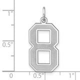 Sterling Silver Number 8 Pendant Charm, Bold Varsity Style, Unisex Sports Jewelry