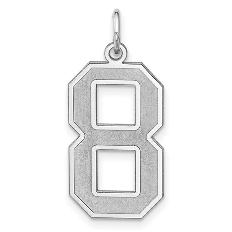 Sterling Silver Number 8 Pendant Charm, Bold Varsity Style, Unisex Sports Jewelry