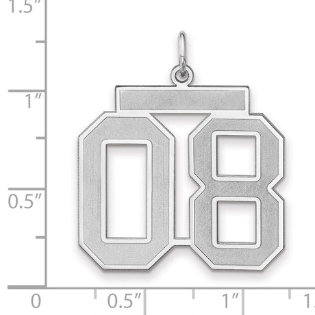 Satin Number 08 Charm Pendant in Real 925 Sterling Silver