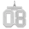 Satin Number 08 Charm Pendant in Real 925 Sterling Silver