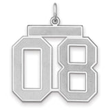 Satin Number 08 Charm Pendant in Real 925 Sterling Silver