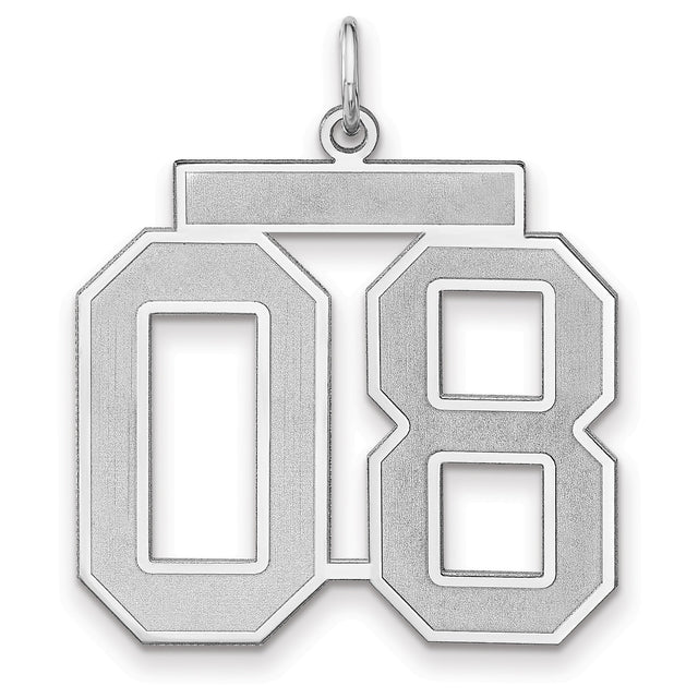 Satin Number 08 Charm Pendant in Real 925 Sterling Silver