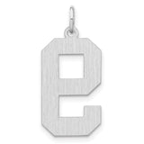 Sterling Silver Number 9 Pendant Charm, Bold Block Style Unisex Jewelry