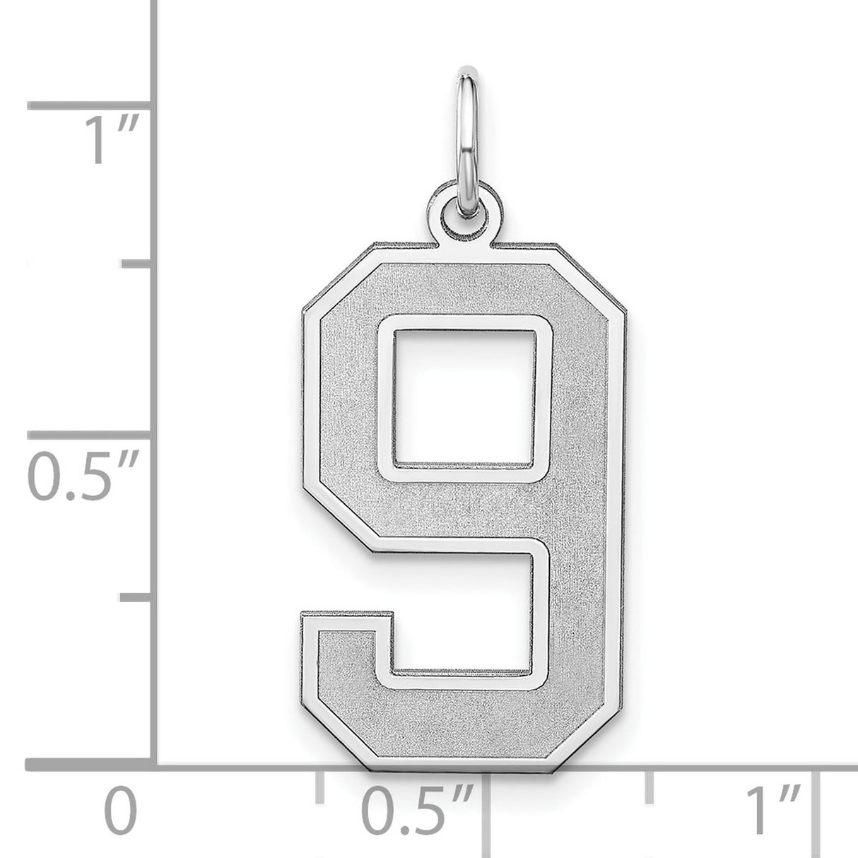Sterling Silver Number 9 Pendant Charm, Bold Block Style Unisex Jewelry