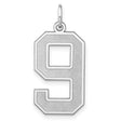 Sterling Silver Number 9 Pendant Charm, Bold Block Style Unisex Jewelry