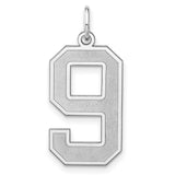 Sterling Silver Number 9 Pendant Charm, Bold Block Style Unisex Jewelry