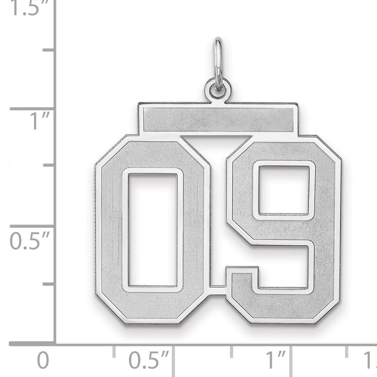 Satin Number 09 Charm Pendant in Real 925 Sterling Silver