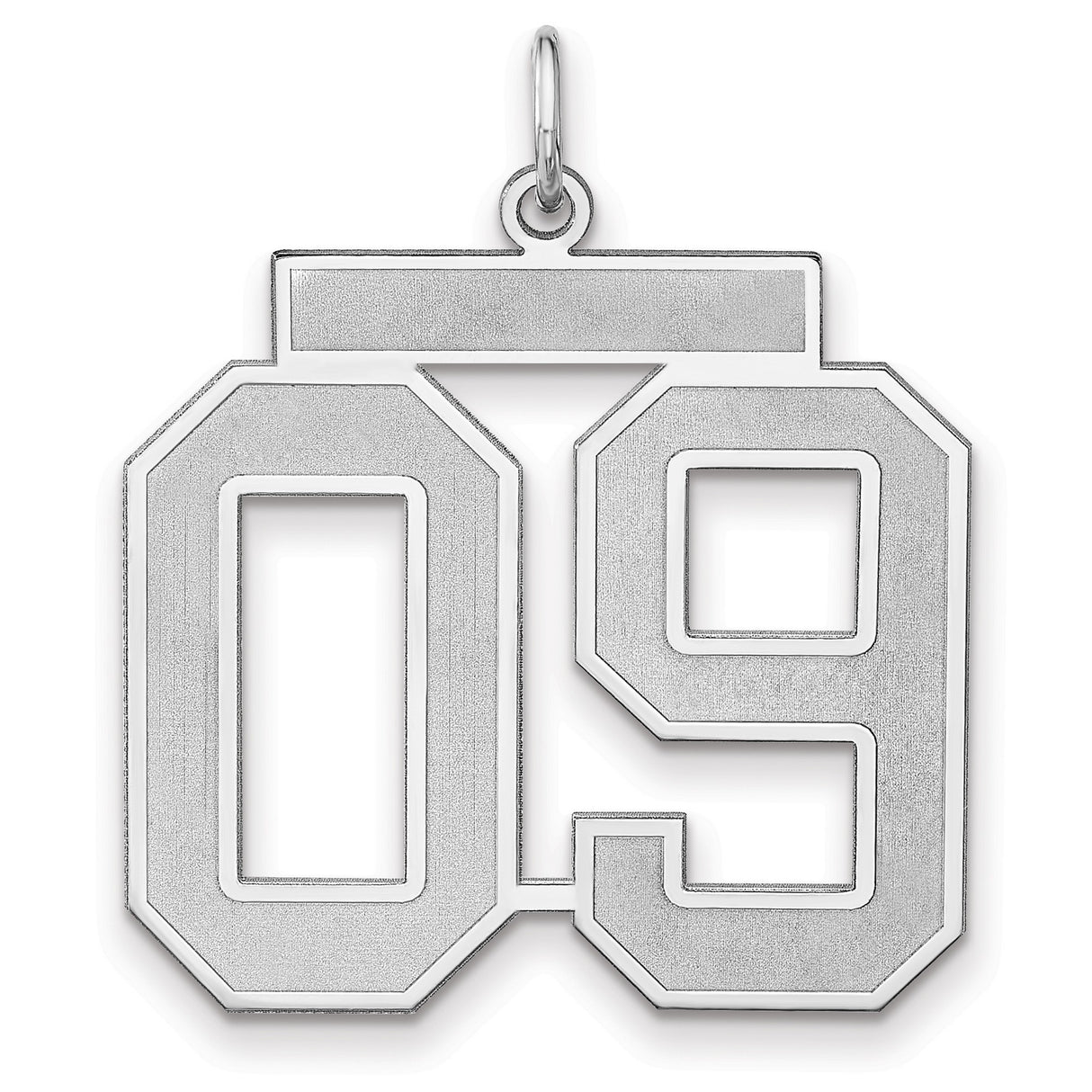 Satin Number 09 Charm Pendant in Real 925 Sterling Silver