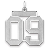 Satin Number 09 Charm Pendant in Real 925 Sterling Silver