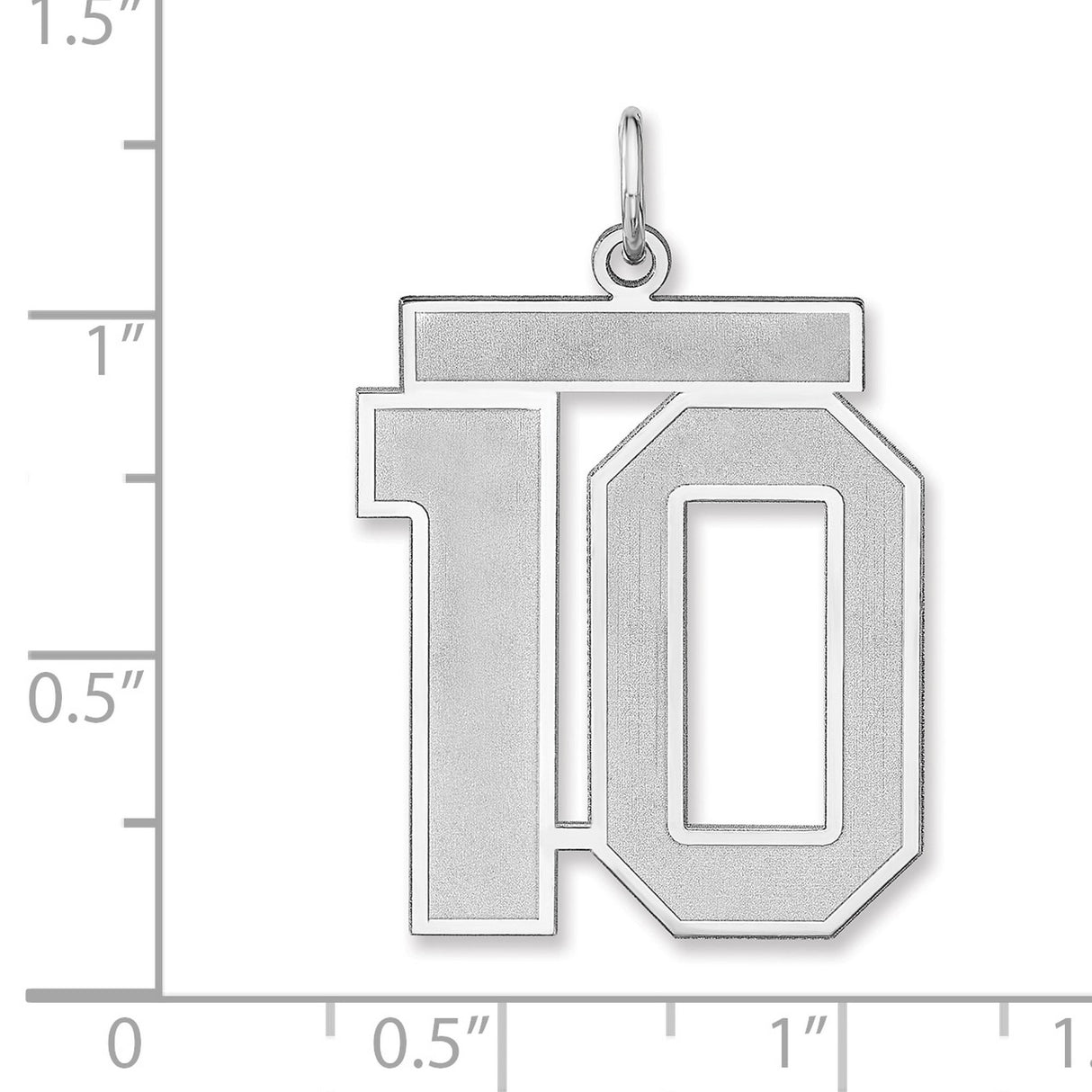 Satin Number 10 Charm Pendant in Real 925 Sterling Silver
